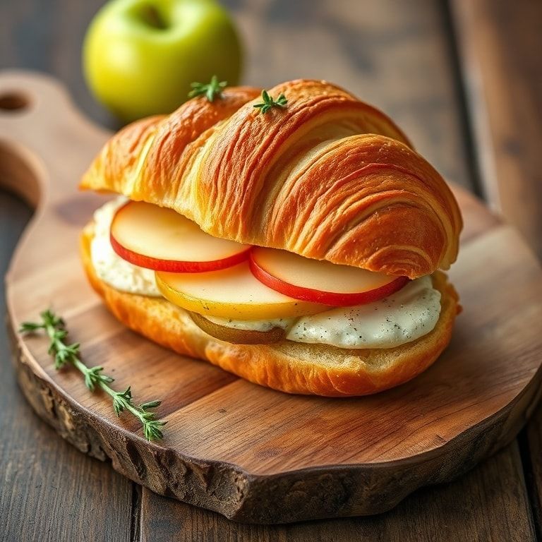Finished Apple and Goat Cheese Croissant Sandwich