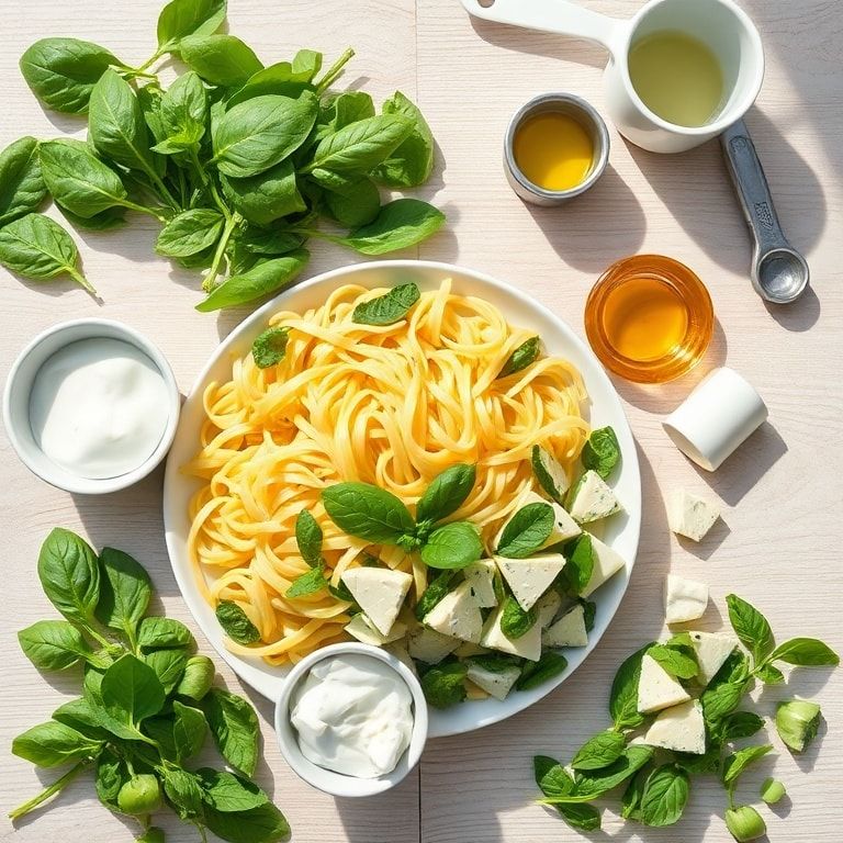 Ingredients for Creamy Green Goddess Pasta Salad: Fresh Herb Delight