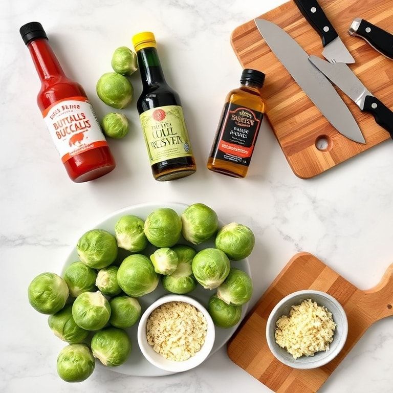 Ingredients for Crispy Buffalo Air Fryer Brussels Sprouts for Fall