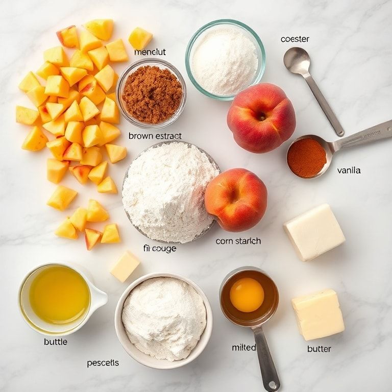 Raw ingredients for Crispy Peach Egg Rolls