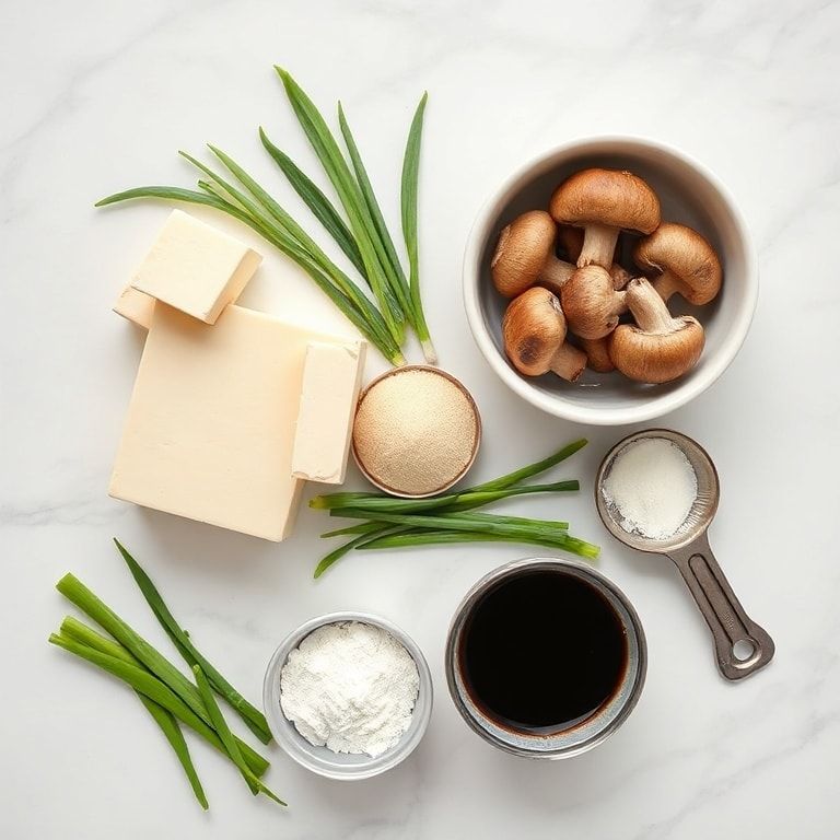 ingredients for Japanese shiitake tofu soup