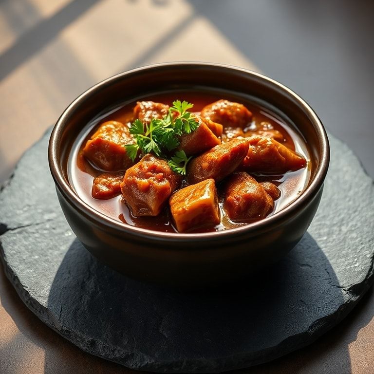 Finished beef stew bowl