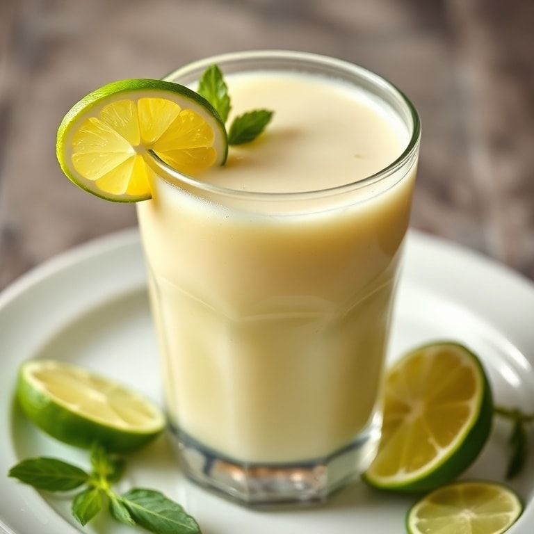 Finished key lime smoothie with coconut topping