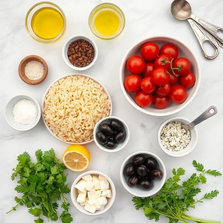 Ingredients for Mediterranean orzo salad: Fresh, Flavorful Summer Dish