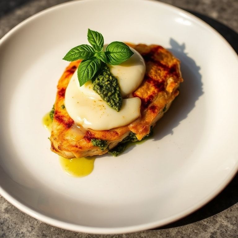plated pesto chicken breast