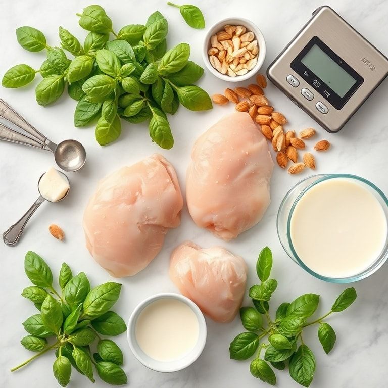 raw ingredients for pesto chicken breast