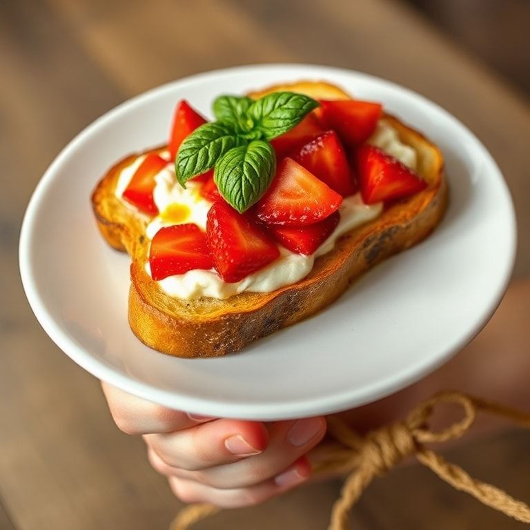 finished ripe strawberry toast plated