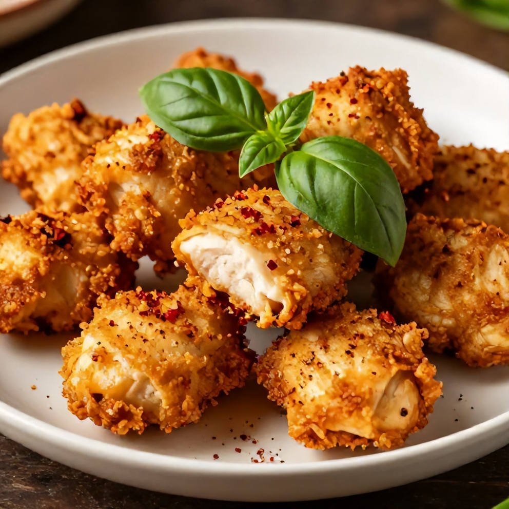 Plated Air Fryer Chicken Parmesan Bites
