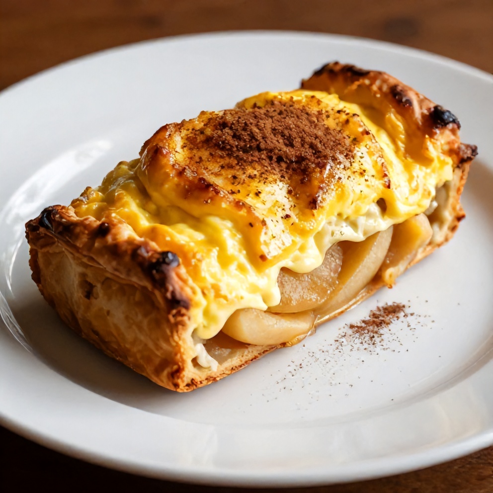 One perfect baked apple pie egg roll, garnished with a sprinkle of cinnamon, on a white plate with warm side lighting.