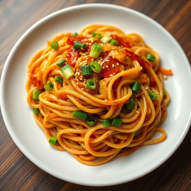Perfectly plated Chow Mein with crispy textures and rich sauce