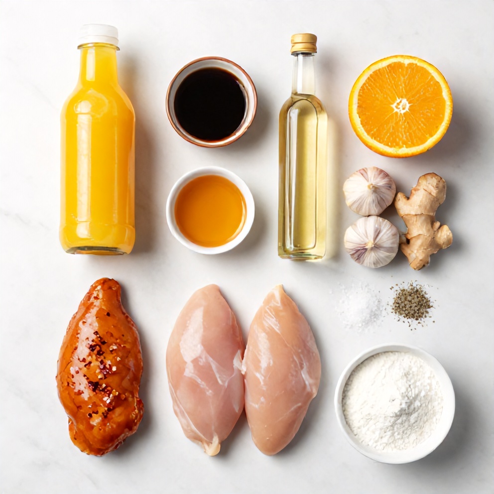 Raw ingredients for Better Than Takeout Orange Chicken