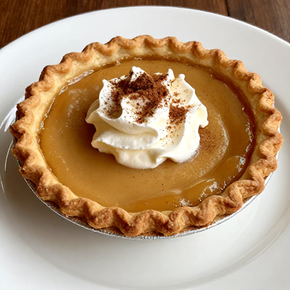 Sliced Burnt Honey Pie with Flaky Oat Crust on a white plate