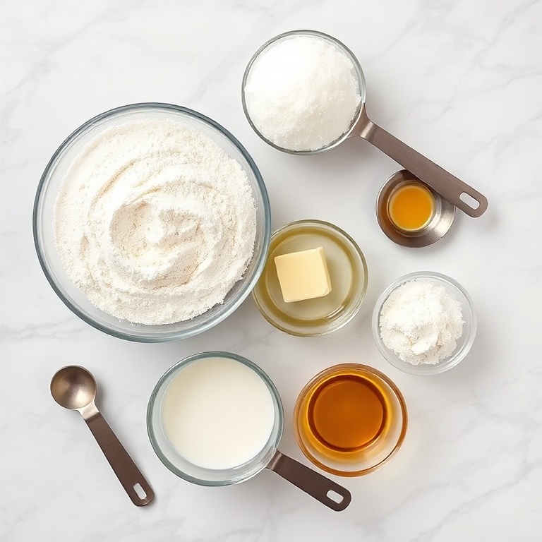 Raw ingredients for buttermilk beignets