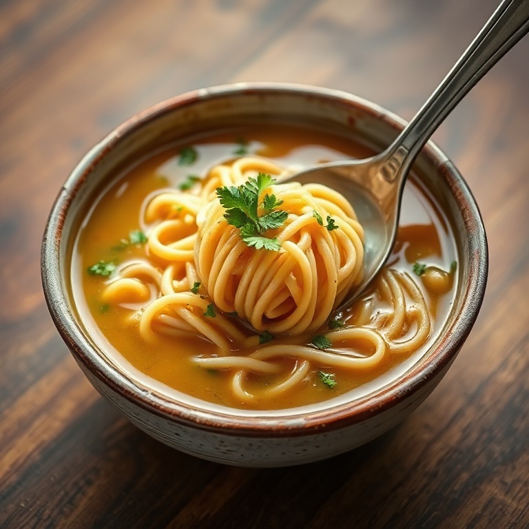 Finished Ginger Garlic Chicken Noodle Soup