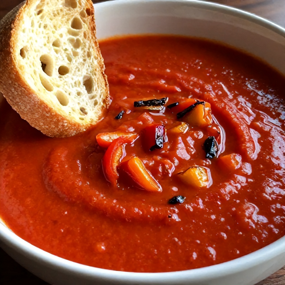 Mediterranean Tomato and Roasted Pepper Soup