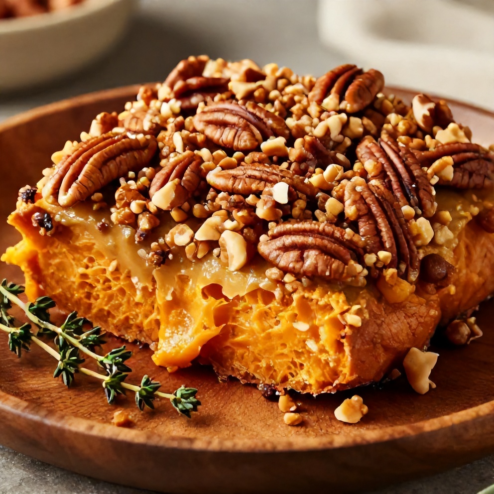 Sweet Potato Casserole with Pecan Topping