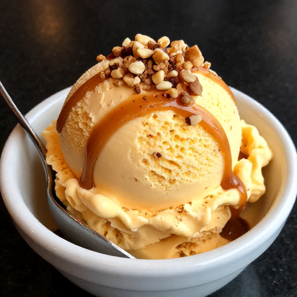 Plated Serving of Carrot Cake Ice Cream