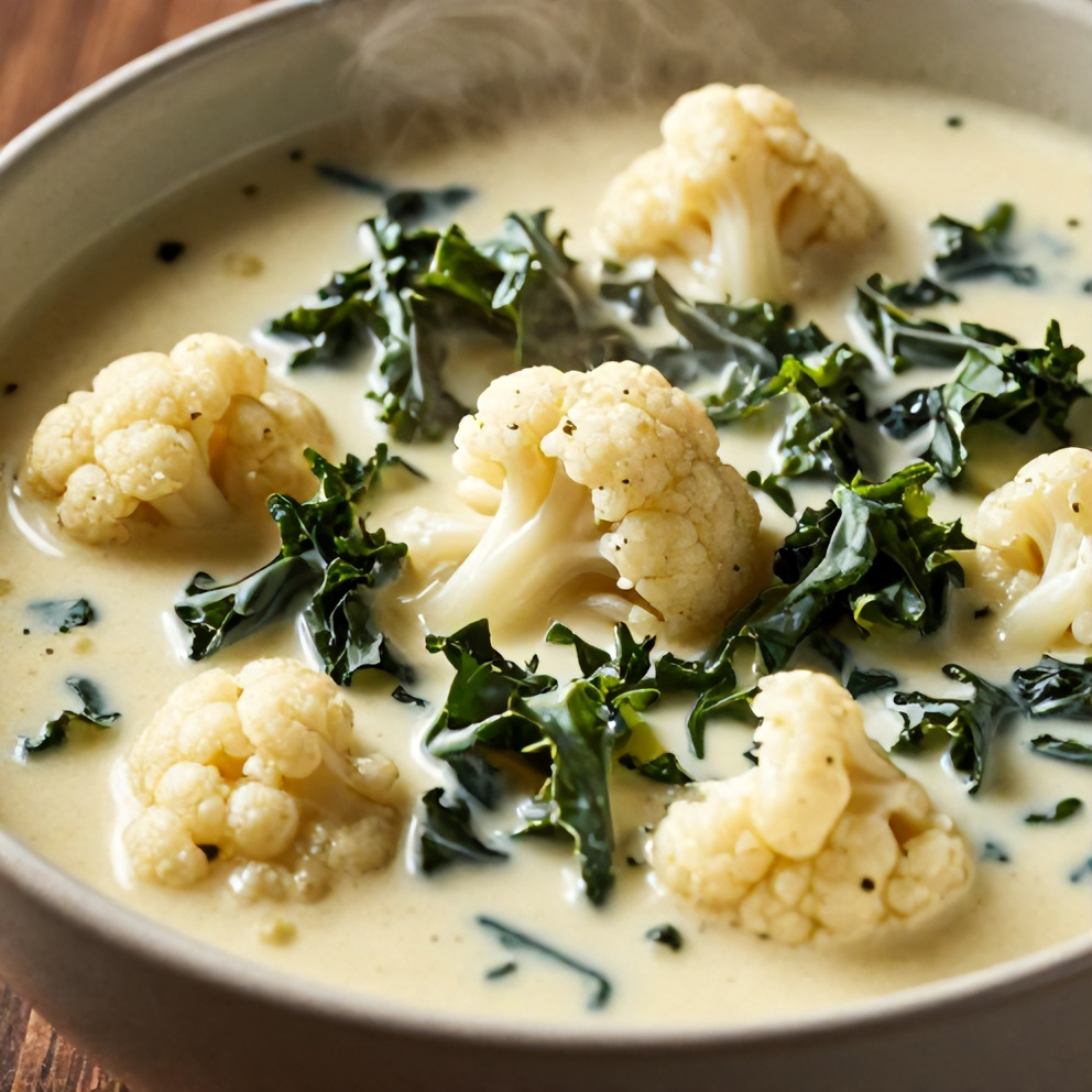 Creamy Cauliflower Sausage Kale Soup