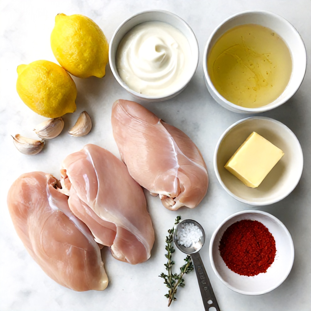 Raw ingredients for Creamy Lemon Butter Chicken