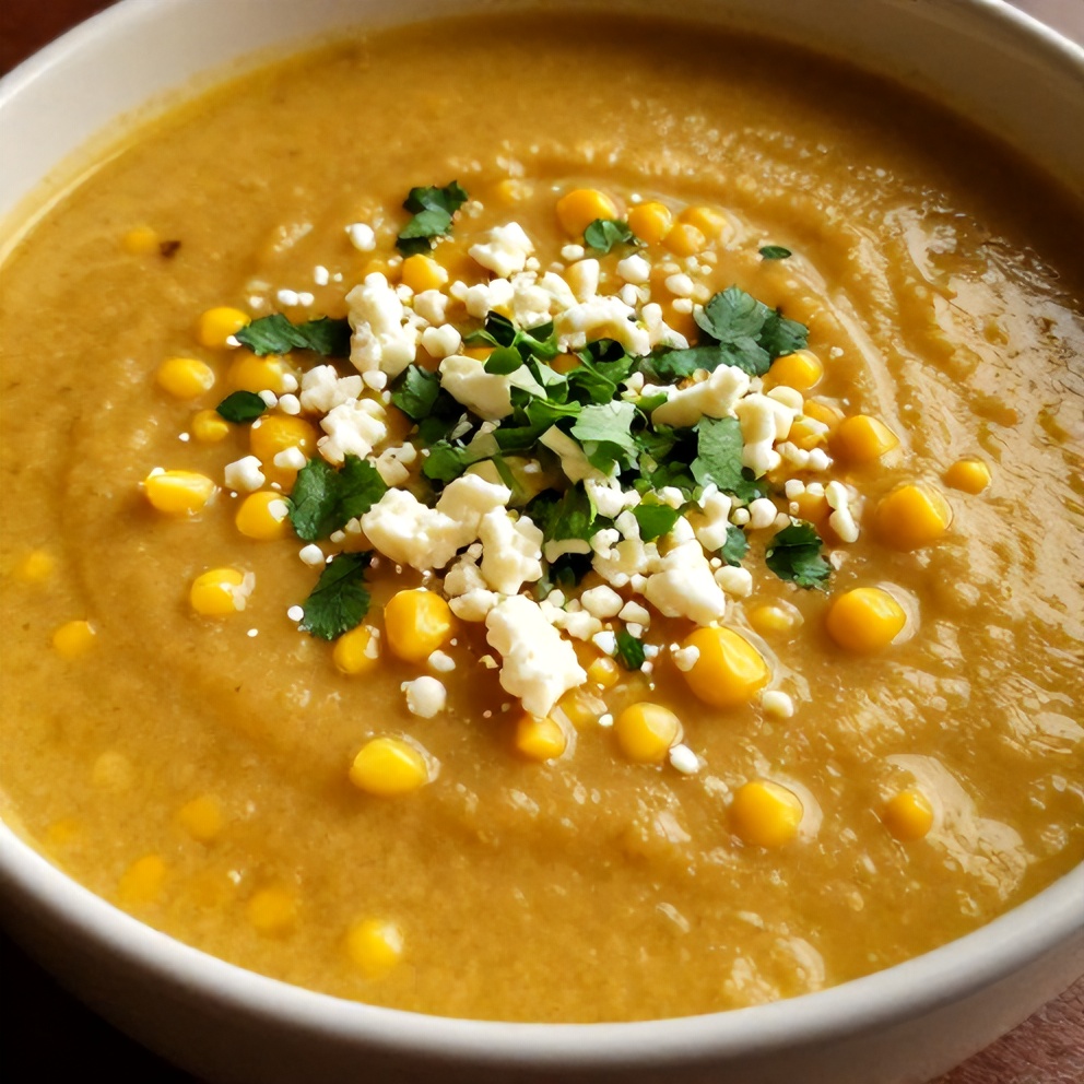 Creamy Mexican Street Corn Soup with Garnish