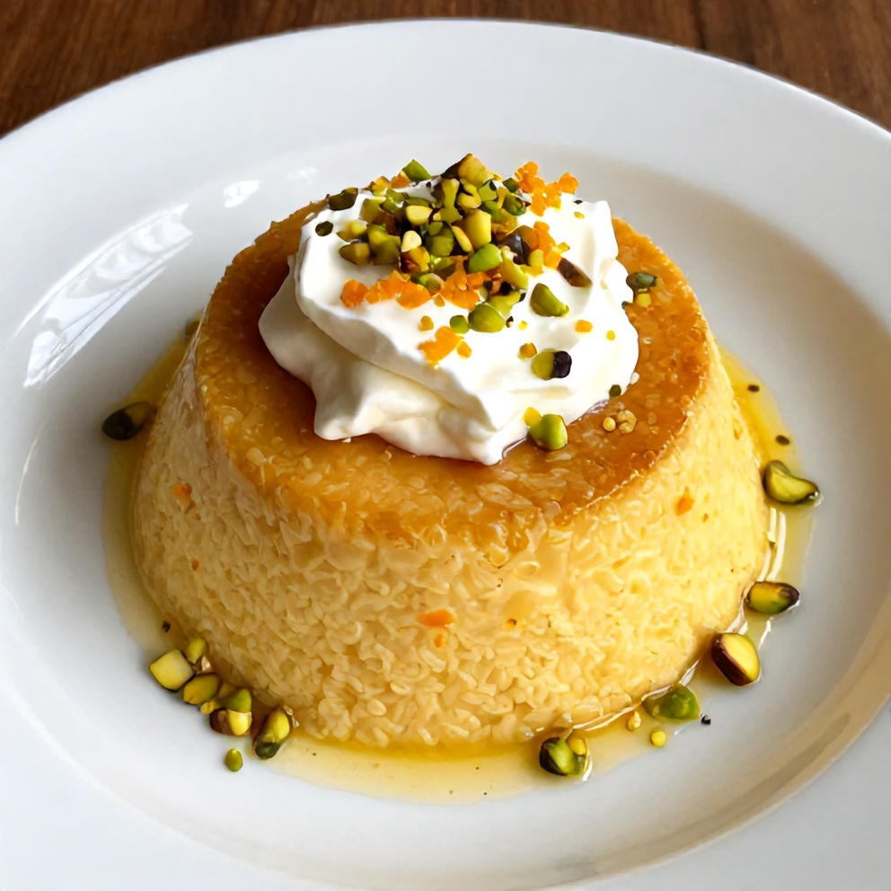 Orange Blossom Semolina Pudding with Pistachios