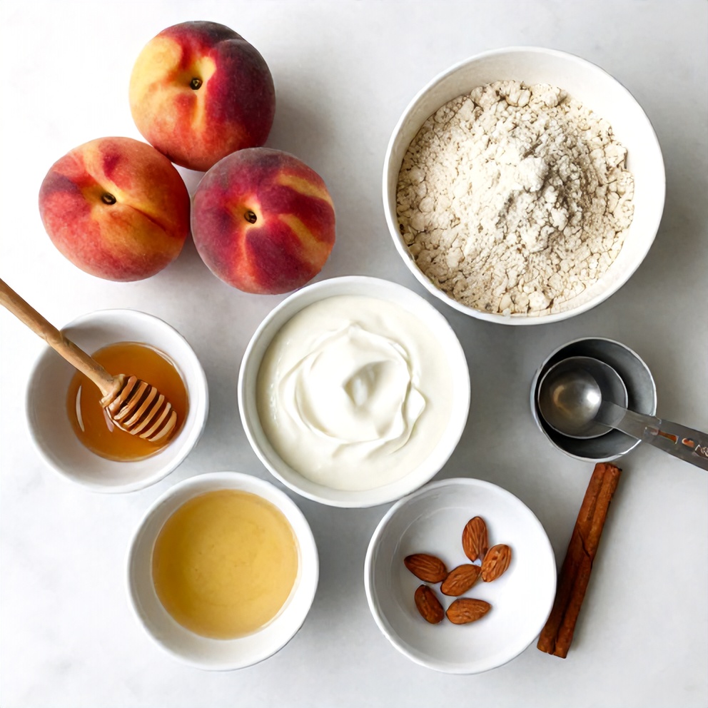 Raw ingredients for Peach Protein Shake