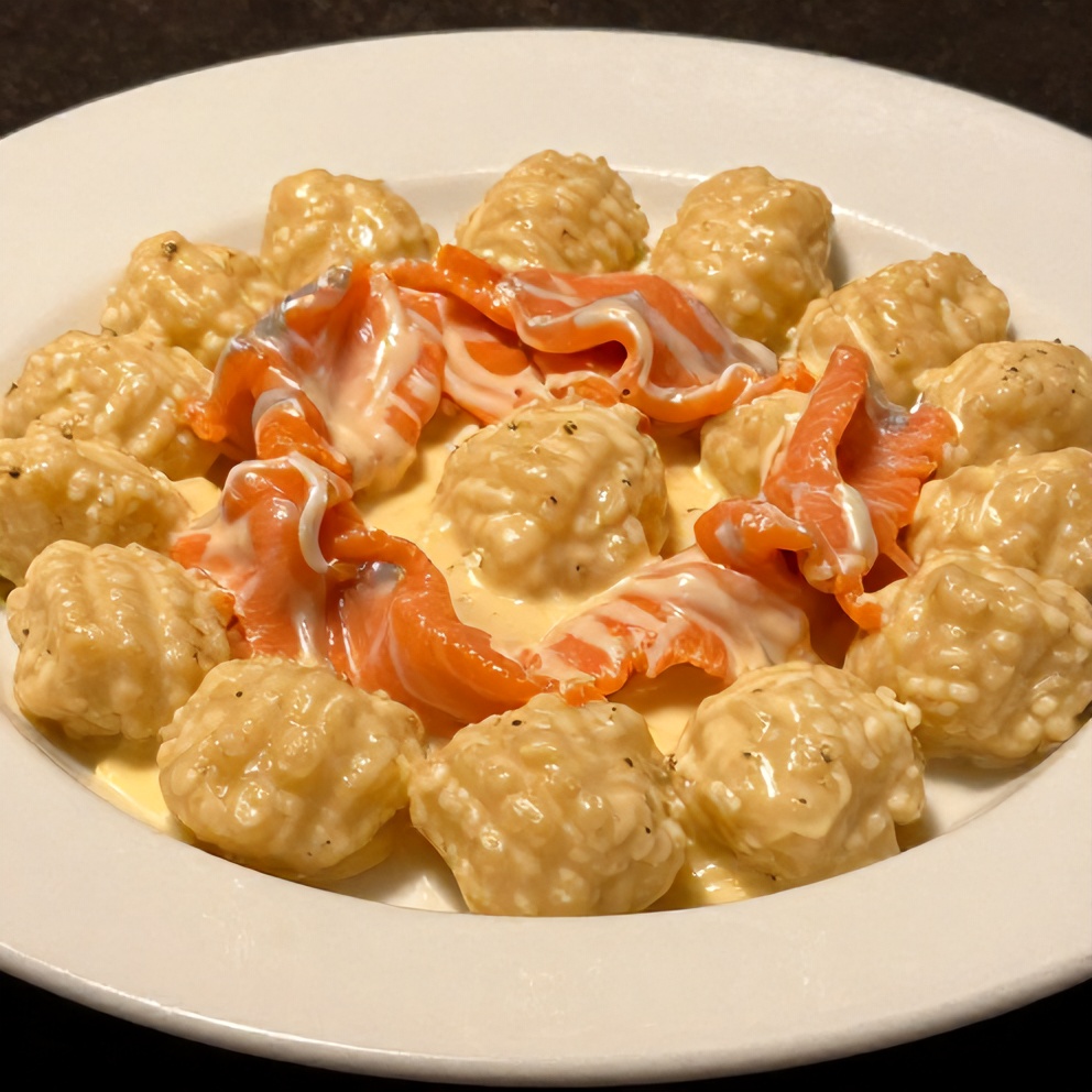 Plated Creamy Smoked Salmon Gnocchi