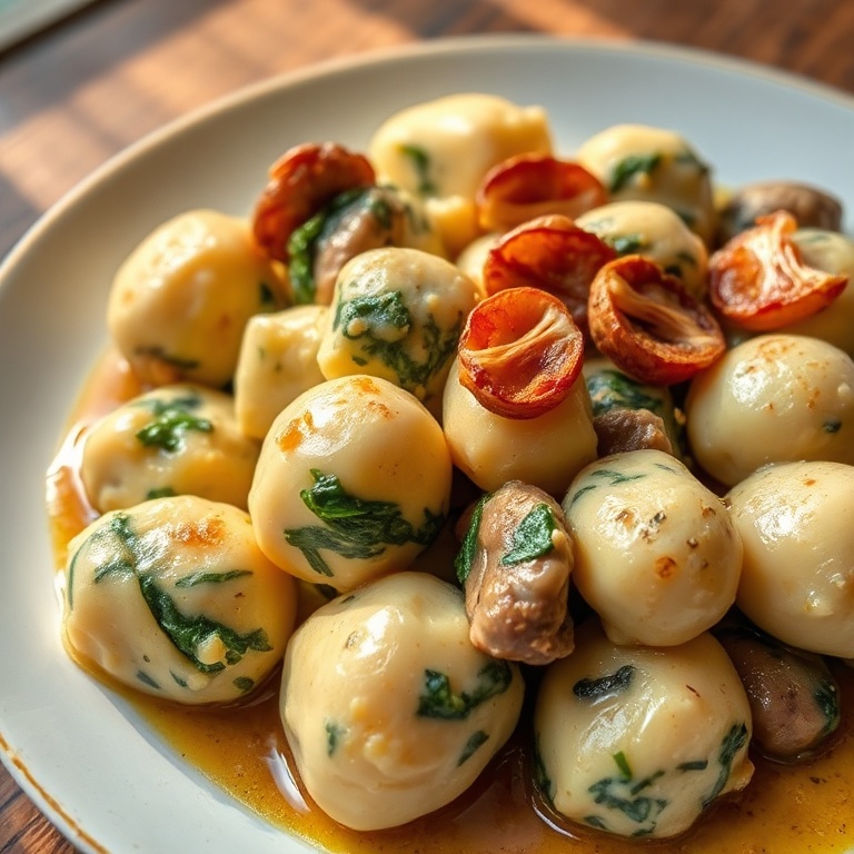 Creamy Spinach and Mushroom Gnocchi
