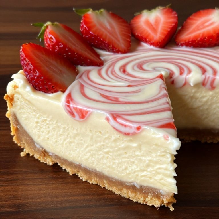 Creamy Strawberry Swirl Cheesecake