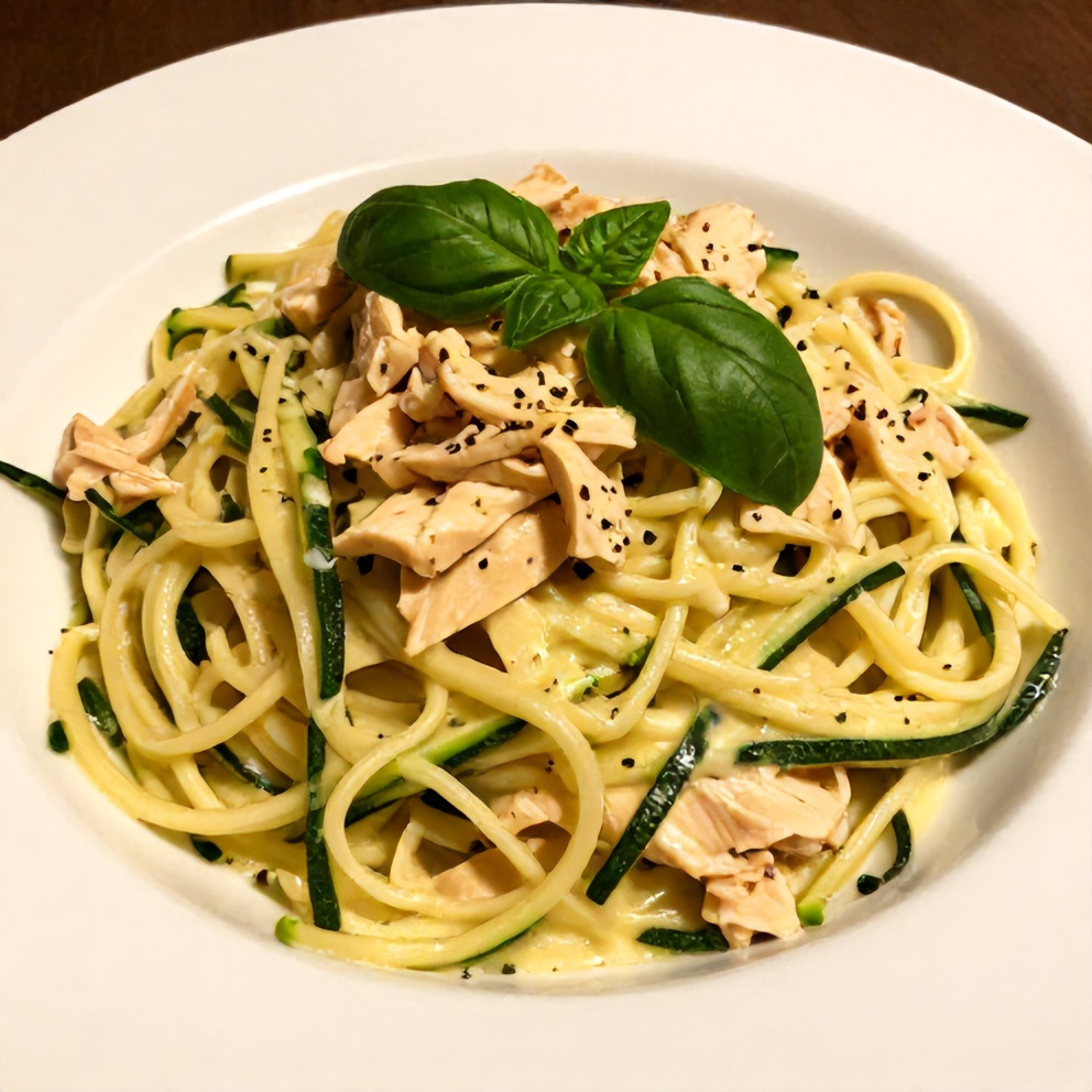 Plated Zucchini Noodle Chicken Alfredo