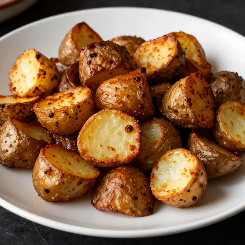 Crispy Air Fryer Smashed Potatoes Close Up