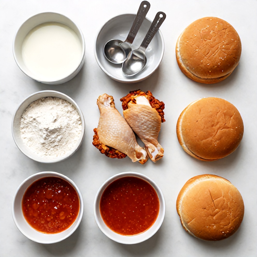 Ingredients for Crispy Baked Nashville Hot Chicken Sandwich