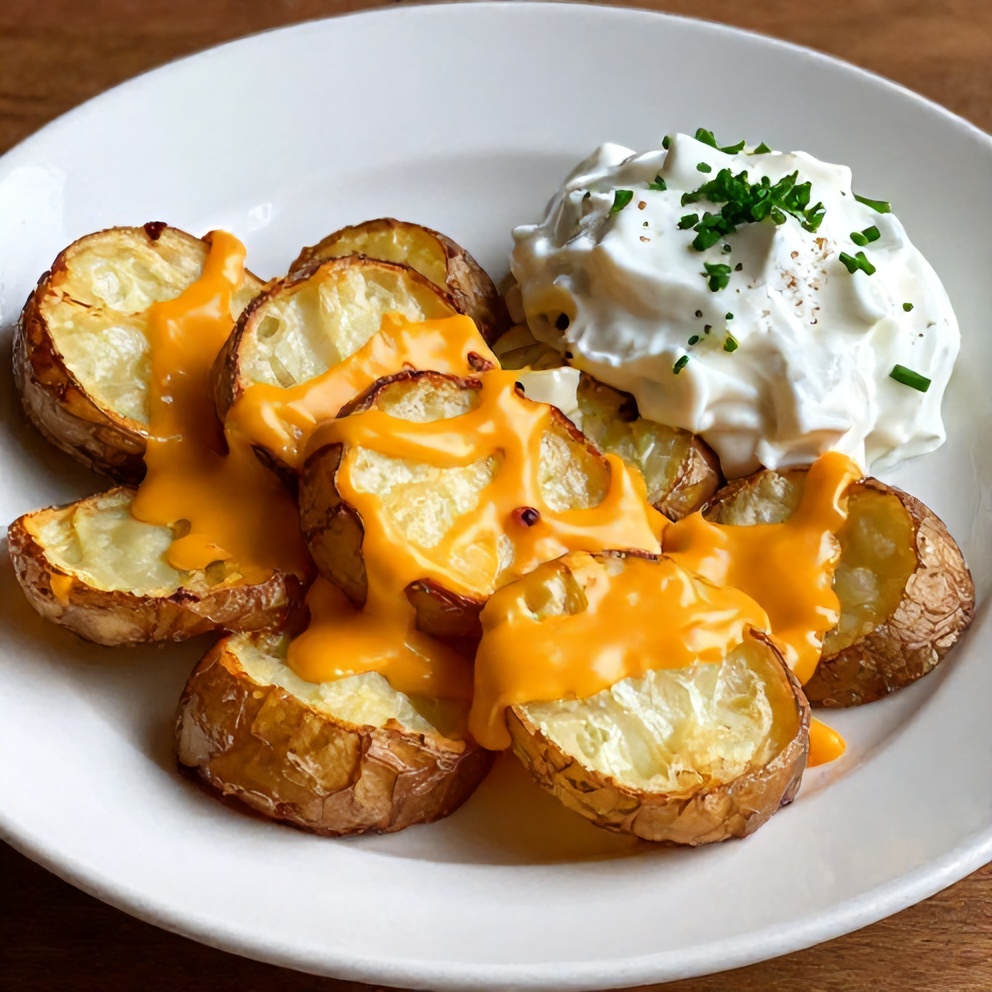 Plated crispy baked potato skins