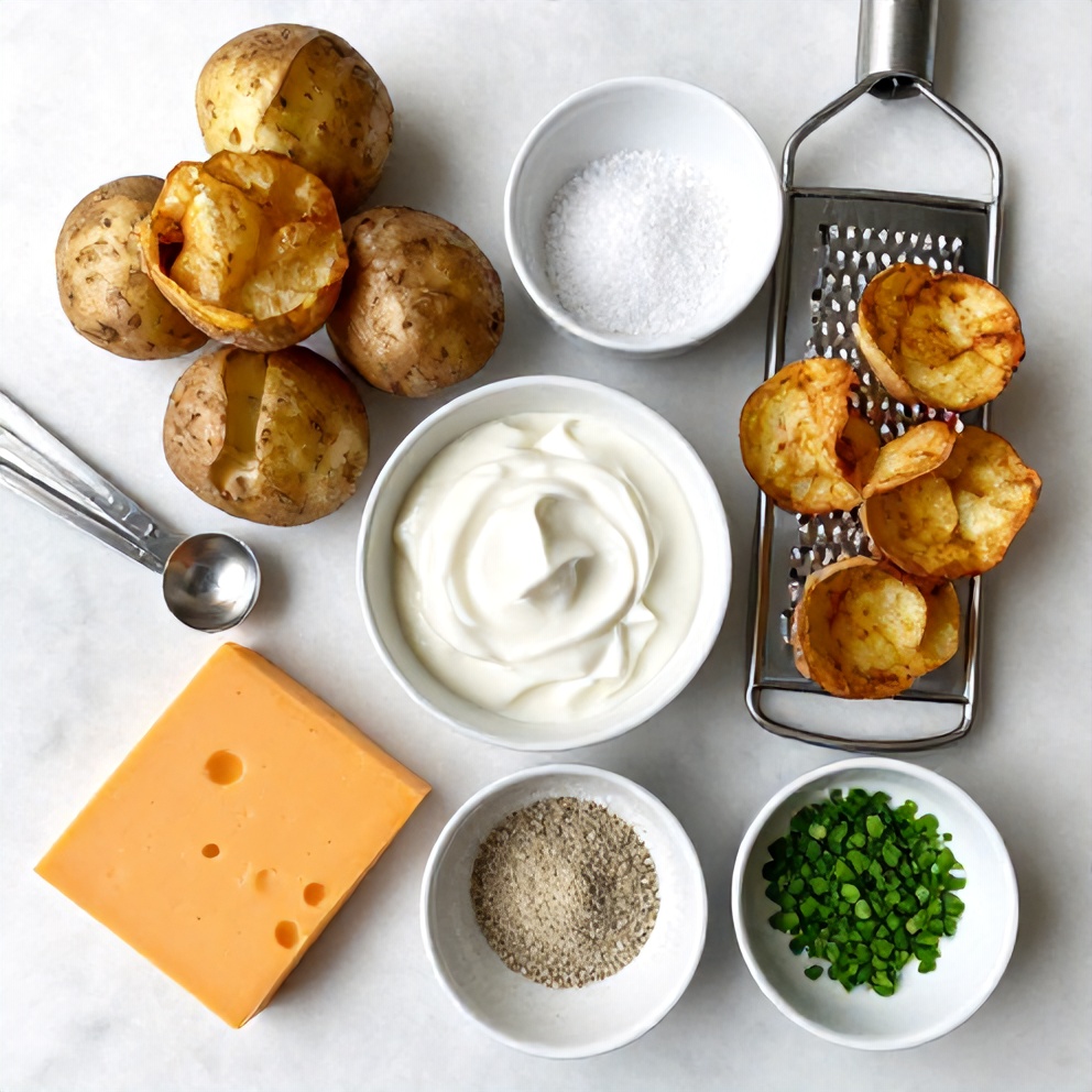 Raw ingredients for crispy baked potato skins