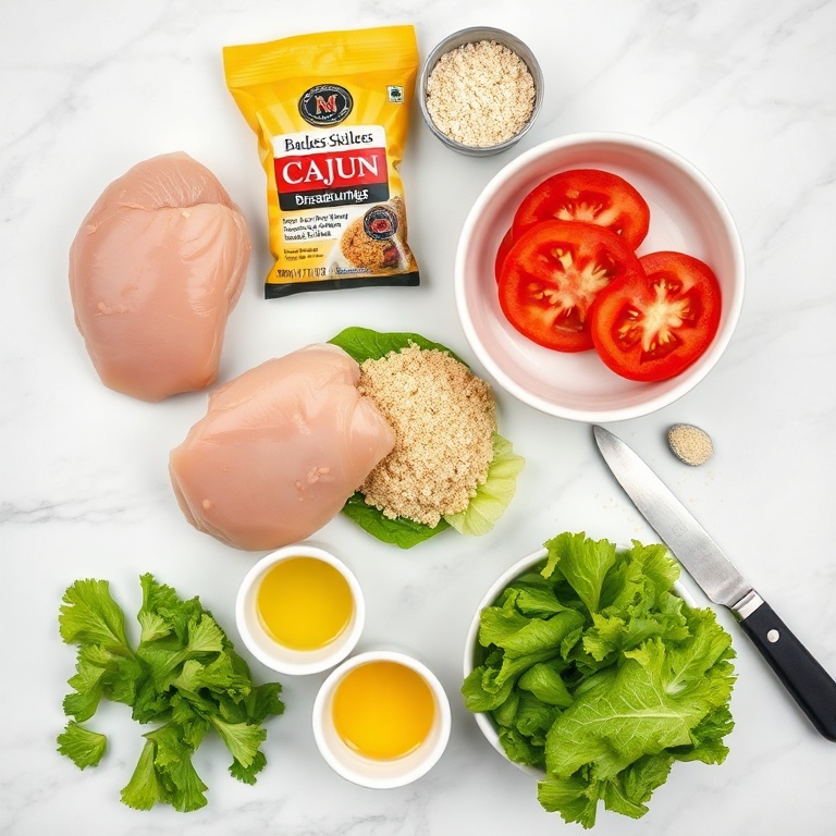 Crispy Cajun Chicken Sandwich Raw Ingredients