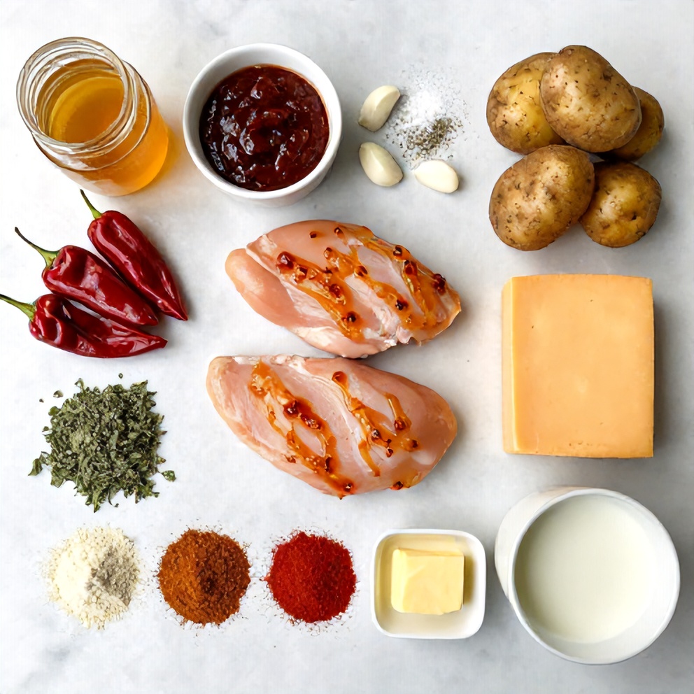 Raw ingredients for Crispy Chipotle Honey Chicken