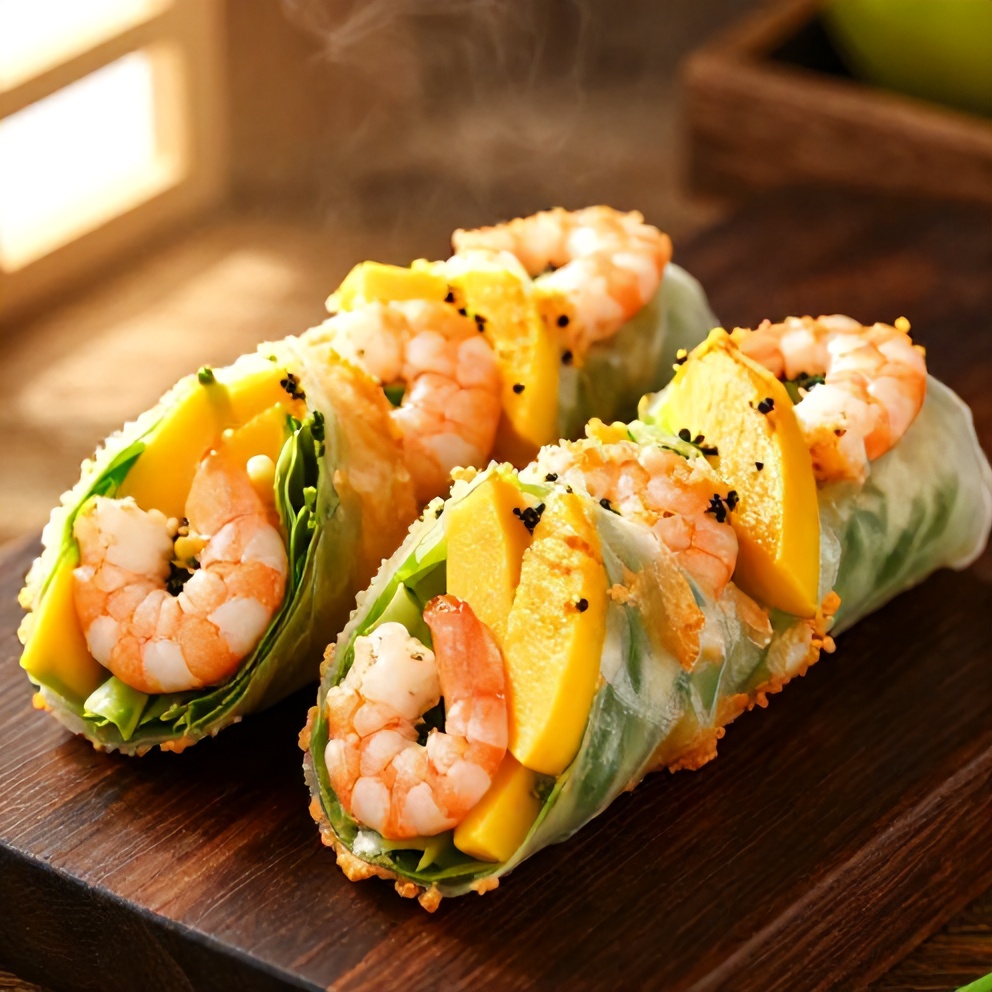 fresh mango shrimp summer rolls