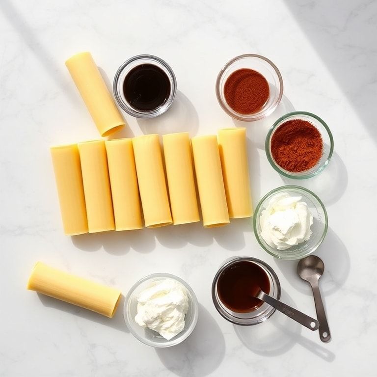 Cannelloni and sauce ingredients
