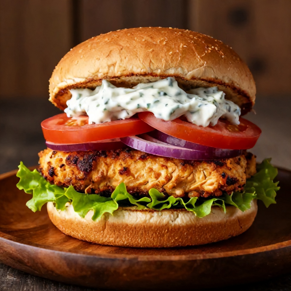 Greek Chicken Burgers on a Plate