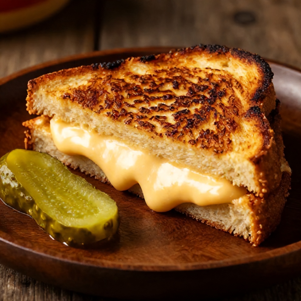 Crispy grilled cheese sandwich on a plate