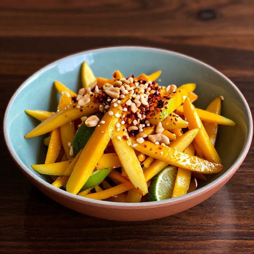 Plated Mango Slaw with Lime and Honey Dressing