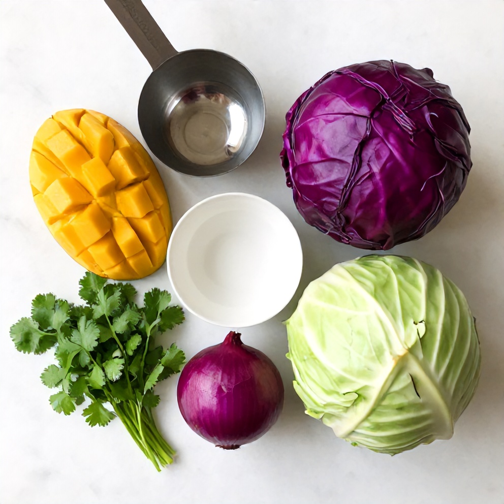 Raw ingredients for Mango Slaw