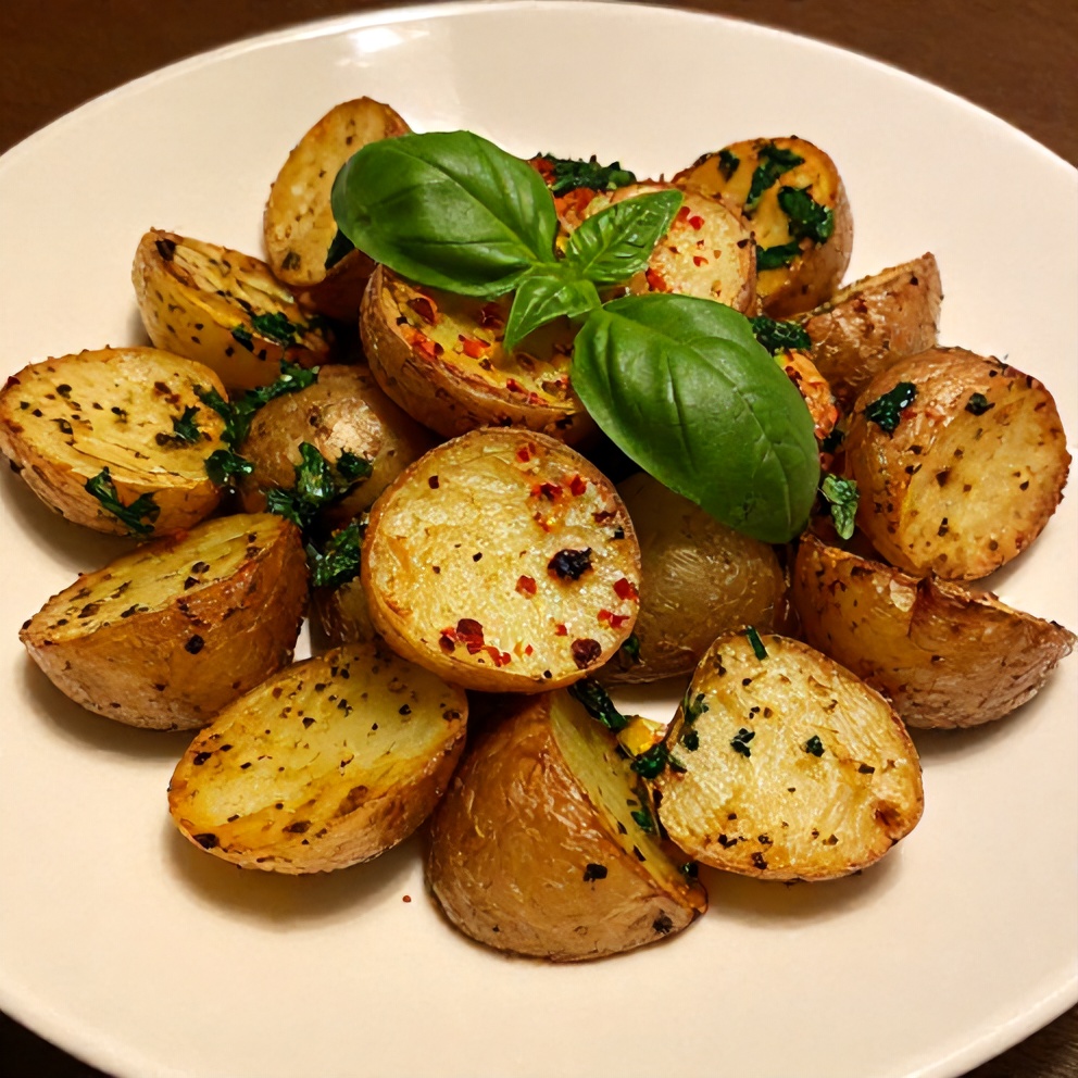 Crispy Parmesan Pesto Roasted Potatoes Served