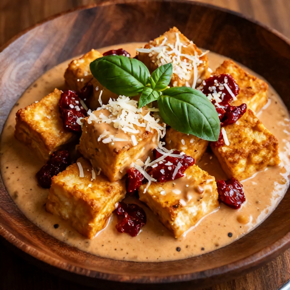 Crispy Tofu in Creamy Sun-Dried Tomato Sauce Dinner