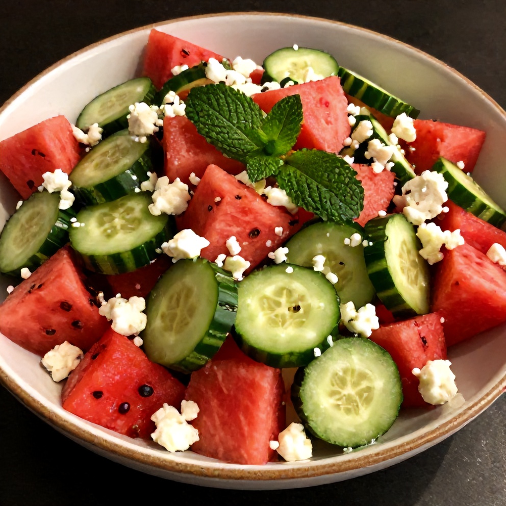 Plated Watermelon Cucumber Salad