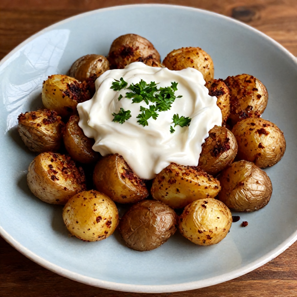 Crispy Za’atar Smashed Potatoes with Creamy Tahini Yogurt