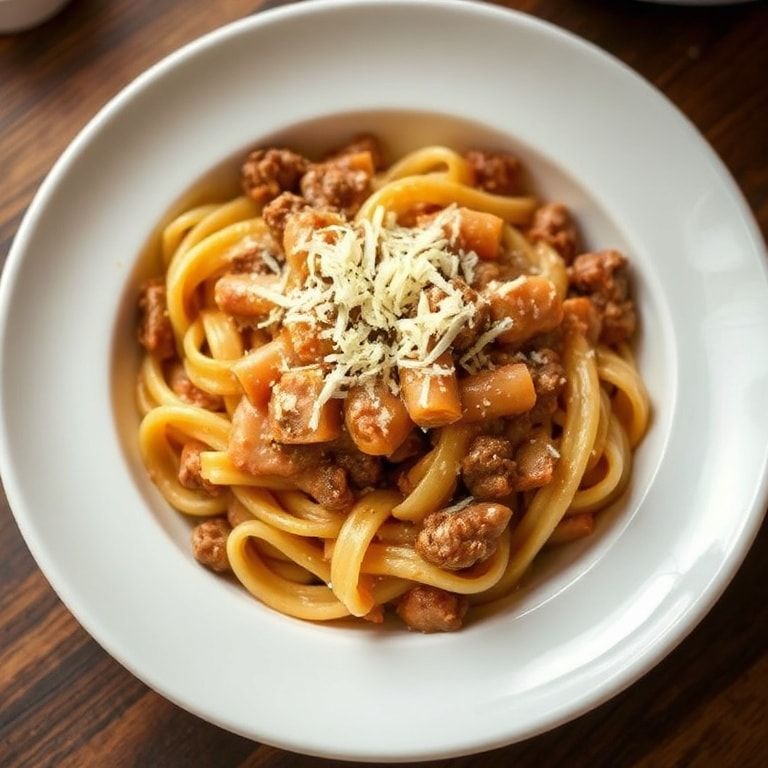 Finished Crockpot Beef Pasta Dish