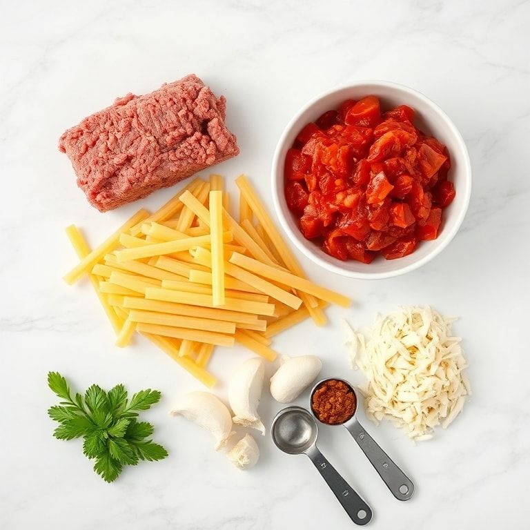 Raw Ingredients for Crockpot Beef Pasta