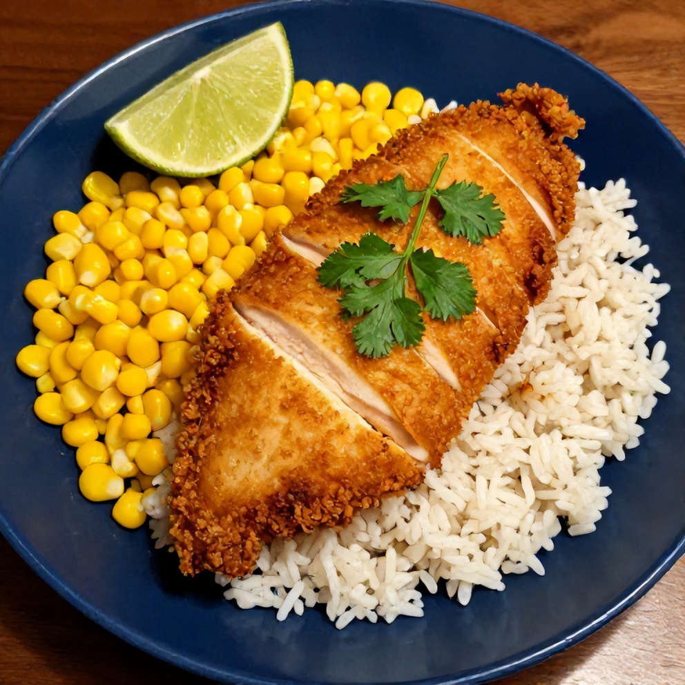 Plated Street Corn Chicken Rice Bowl