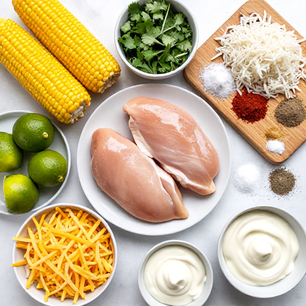 Raw Ingredients for Street Corn Chicken Bowl